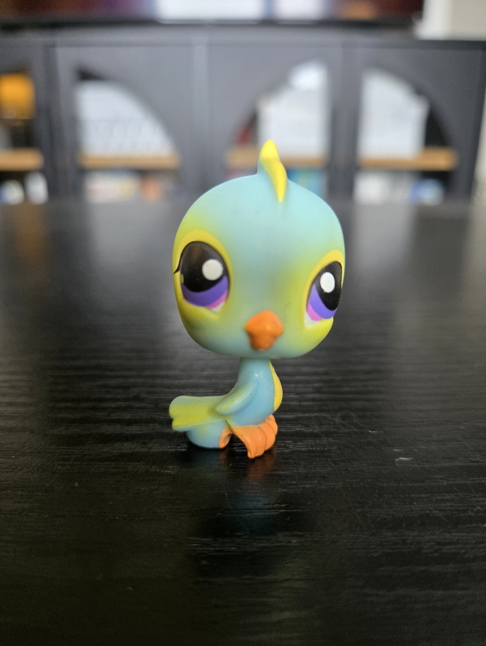 Littlest Pet Shop Parakeet # 123 Blue Bird Canary With Purple Eyes LPS